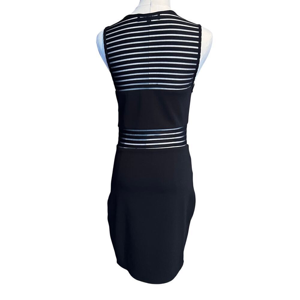 Lulu's Black Panel Dress. Round Neck, Sheer Panels, Fitted.  Size Small - Picture 2 of 5